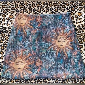Sunface Bohemian Skirt — Teal, Blue & Tan